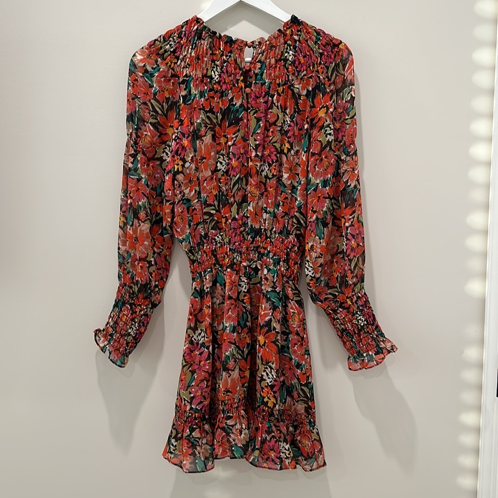 Misa Women's Marin Floral Long Sleeve Mini Dress Size Small Revolve Red Black - Picture 5 of 13